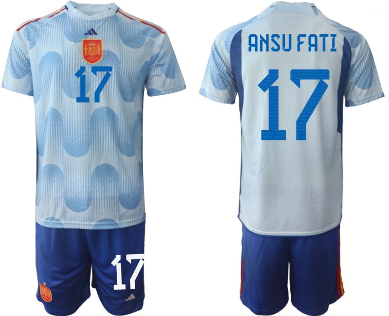 Men 2022 World Cup National Team Spain away blue #17 Soccer Jerseys
